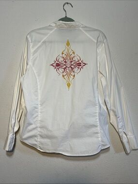 Harley-Davidson White Button-Up Shirt Size 1X Biker Moto Bling